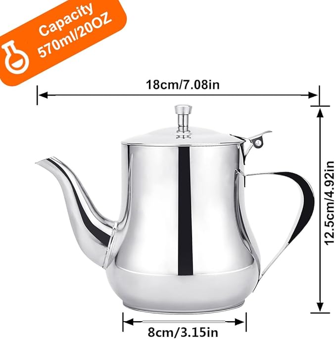 SANQIAHOME 570ml(20Oz) stainless steel small teapot