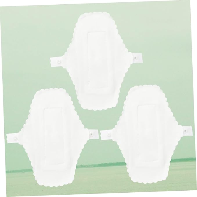 3pcs Reusable Cloth Menstrual Pads Washable Cotton Sanitary Towels with Button Fastening Soft Liners for Women Travel and Daily Use
