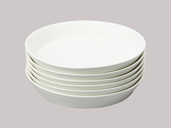 Bone China Cone Shape, Elegance White Soup Plate 8.5", Set of 6