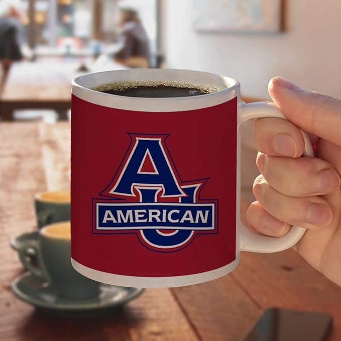 American University Primary Logo Ceramic Coffee Mug, Novelty Gift Mugs for Coffee, Tea and Hot Drinks, 11oz, White