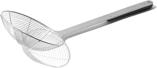 Made In Cookware - Stainless Steel Spider Strainer - Skimmer Ladle for Cooking and Frying - Harbour Blue POM Handle - Kitchen Essentials - Dishwasher Safe