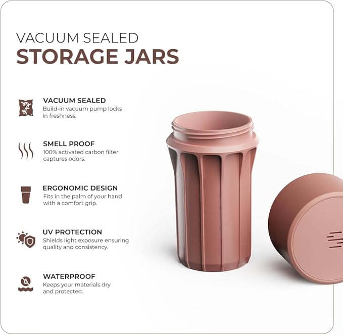 Staze Preserve Vacuum Sealed Storage Jars (148ml) | Smell Proof Containers | Herb Storage & Food Storage Container with Protection (Desert Trio)