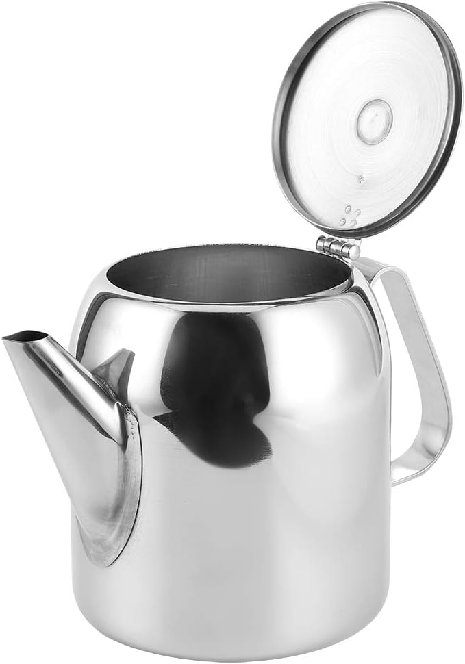 Coffee Pot Teapot Stainless Steel Tea Kettle Cold Short Spout Pour Over for Home Kitchen Hotel Restaurant(32oz)