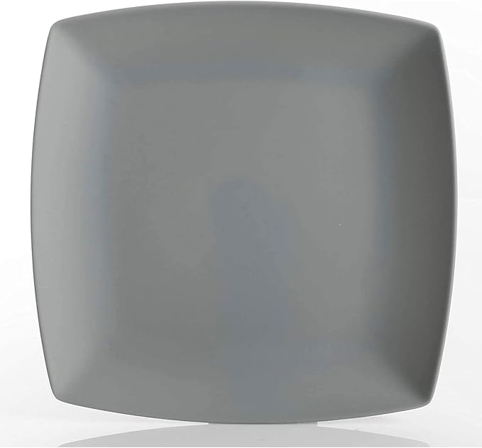 Gibson 99897.16R Home Soho Grayson Square Melamine Everyday 16 Pc Reactive Glaze Dinnerware Set Plates, Bowls, & Cups, Dishwasher Safe, Grey (4 Pack)
