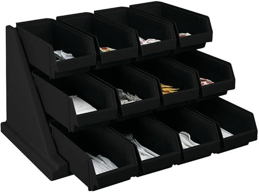 Cambro Versa - Self Serve Condiment and Utensil Bin - 12 Storage Bins - Ideal for food and coffee condiments (Black)