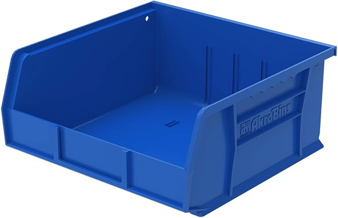 Akro-Mils 30235 AkroBins Plastic Storage Bins, Space-Saving Stackable Bins for Garage, Pantry, Craft Organization, 11" x 11" x 5", Blue, 6-Pack