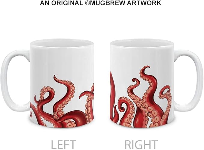 MUGBREW Kraken Octopus Tentacles Red Ceramic Coffee Mug Tea Cup Fun Novelty, 11 OZ
