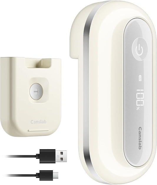 Canslab RETRO Electric Can Opener, Auto-Stop One-Touch Operation, USB Rechargeable with LED Battery Track, Side Cut Smooth Edge Can Opener for Seniors with Arthritis, Wall-Mountable Small Size, Cream