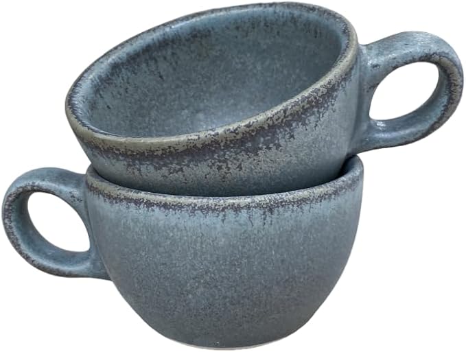 Galena Barista Cup and Saucer Set of 2, 6oz Handmade Ceramic Cappuccino and Latte Art Cups – Premium Mexican Coffee Cup