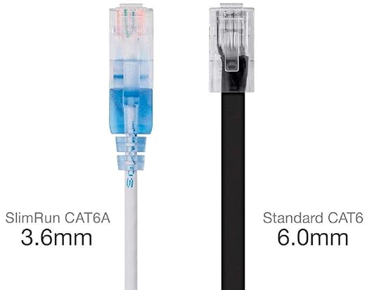 Monoprice Cat6A Ethernet Network Patch Cable - 30 Feet - White | 5-Pack, 10G - SlimRun Series