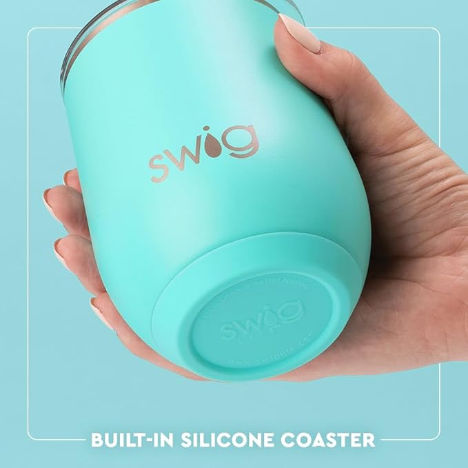 Swig Life 12oz Wine Tumbler with Lid, Stainless Steel, Dishwasher Safe, Portable, Triple Insulated Wine Tumbler (Diamond White)