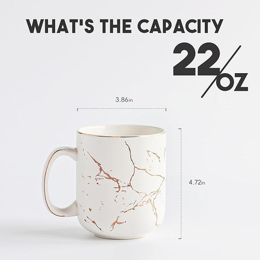 harebe 22 OZ Ceramic Extra Large White Coffee Mug with Handle,Oversized Hot Tall Latte Mugs,Dishwasher Safe Big Capacity Giant Mug for Men Women
