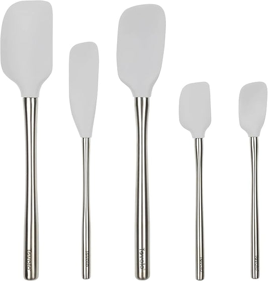 Tovolo Flex-Core Stainless Steel Handled Spatula Set of 5 for Meal Prep, Cooking, Baking, and More