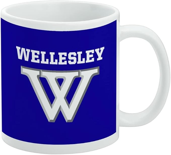 Wellesley College Primary Logo Ceramic Coffee Mug, Novelty Gift Mugs for Coffee, Tea and Hot Drinks, 11oz, White