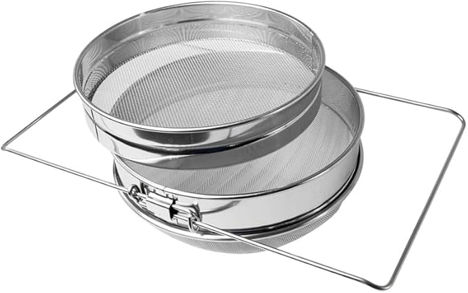 Stainless Steel Honey Strainer, Double Sieve Honey Filter Bee Keeping Equipment Filter Honey Extractor Equipment for 5 Gallon Bucket Honey