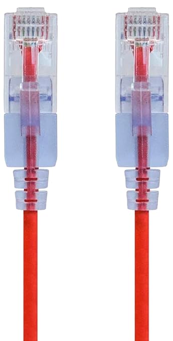 Monoprice Cat6A 10ft Red 10-Pk Patch Cable UTP 30AWG 10G Pure Bare Copper Snagless RJ45 SlimRun Series Ethernet Cable