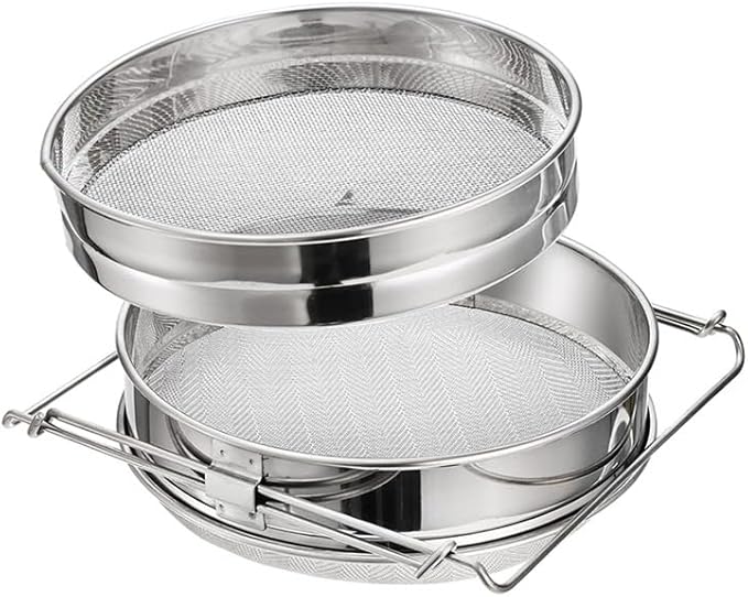 Stainless Steel Honey Strainer, Double Sieve Honey Filter Bee Keeping Equipment Filter Honey Extractor Equipment for 5 Gallon Bucket Honey