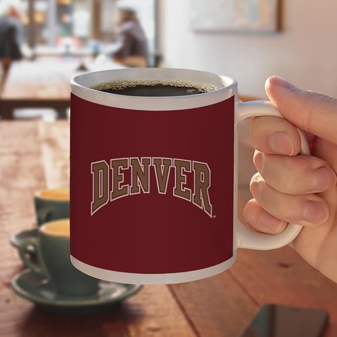 U of Denver Primary Logo Ceramic Coffee Mug, Novelty Gift Mugs for Coffee, Tea and Hot Drinks, 11oz, White