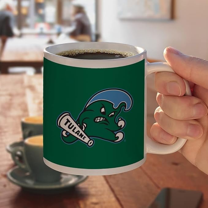 Tulane University Primary Logo Ceramic Coffee Mug, Novelty Gift Mugs for Coffee, Tea and Hot Drinks, 11oz, White