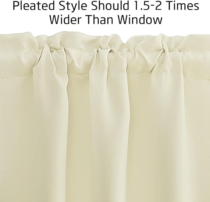 NICETOWN Farmhouse Valances for Bedroom, Room Darkening Adjustable Rod Pocket Tall Window Covering for Living Room Kitchen Cabinet Cupboards (52x18 Inch + 1.6 Inch Header, Light Beige, 2 Panels)