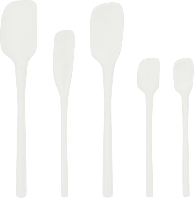 Tovolo Flex-Core® All Silicone Spatula Set of 5 for Meal Prep, Cooking, Baking, and More - White