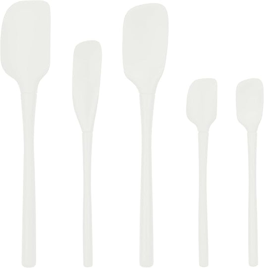 Tovolo Flex-Core® All Silicone Spatula Set of 5 for Meal Prep, Cooking, Baking, and More - White