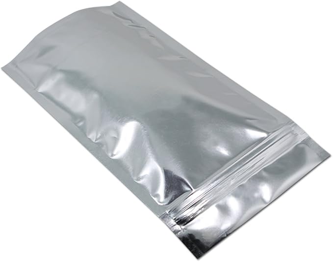 FERENLI 500 Pieces Stand Up Clear Front Zipper Lock Resealable Aluminum Mylar Foil Plastic Packaging Bag for Zip Heat Seal Package Lock with Tear Notch Long Term Food Storage 5.9x8.7 inch