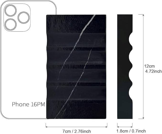 Real Matte Black Marble Soap Dish for Bathroom Sink & Shower Stone Tray Small Unique Bar Soap Holder with Draining | Non-Slip, Luxury Bath Room Accessories