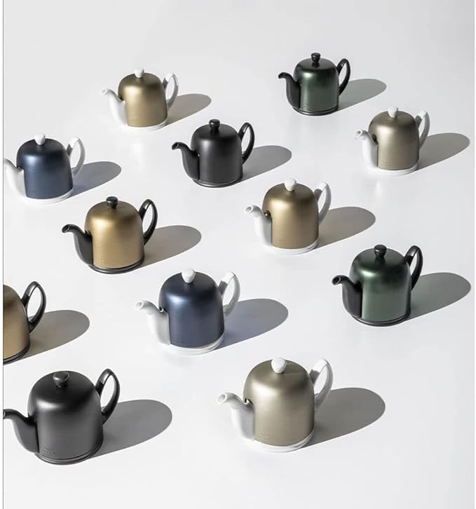 Degrenne Salam Luxury French Tea Pot - Porcelain Teapot with Bronze Aluminum Cover, Ceramic Tea Kettle for Loose Tea, Removable Infuser, 4 Cup Capacity, 24oz - Bronze