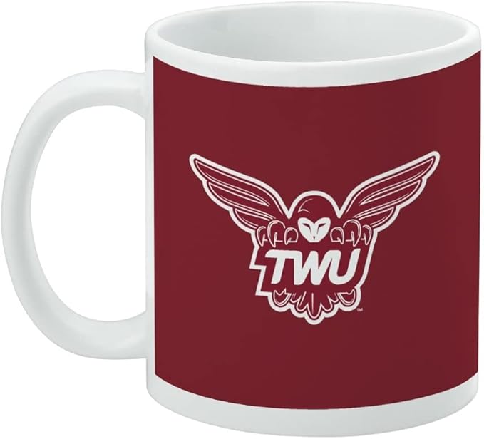 Texas Woman's Unviversity Primary Logo Ceramic Coffee Mug, Novelty Gift Mugs for Coffee, Tea and Hot Drinks, 11oz, White