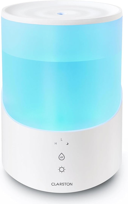 Humidifiers for Bedroom, 2.5L Cool Mist Humidifier with Essential Oils Diffuser and Nightlight, Top Fill Humidifiers for Home Large Room, Timer, Auto Shut-off, 25H Runtime