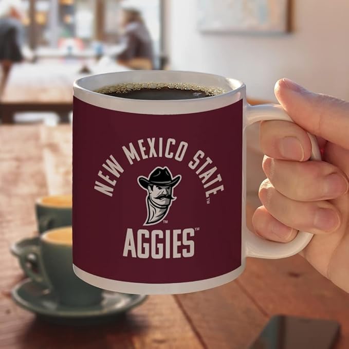 New Mexico State Aggies Official Logo Ceramic Coffee Mug, Novelty Gift Mugs for Coffee, Tea and Hot Drinks, 11oz, White
