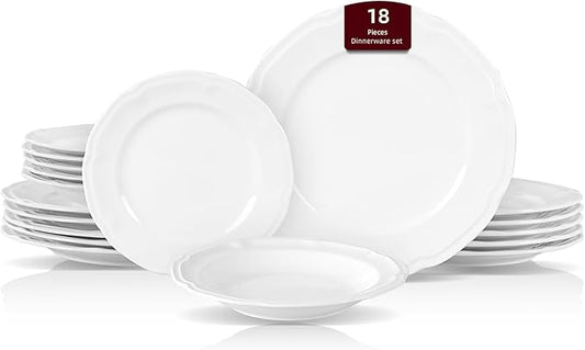 HomeVss, New Bone China Embossed French Countryside 18pc Dinnerware Set
