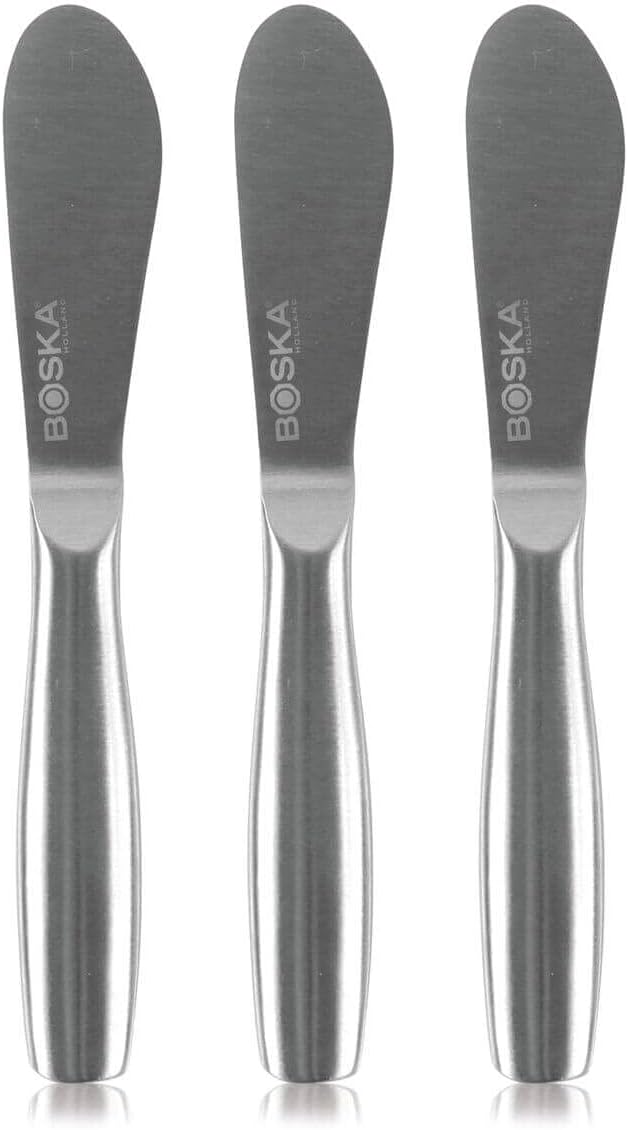 BOSKA Cheese Spreading Knives Mini Copenhagen – 3 Stainless Steel Cheese Spreaders for Butter, Soft Cheese & Appetizers – Elegant Butter Knife Set for Cheese Boards & Entertaining