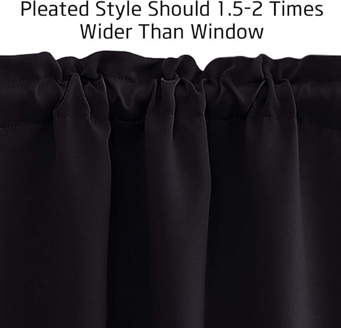 NICETOWN Blackout Valances for Kitchen Windows/Living Room/Bathroom Privacy Protection Rod Pocket Decoration Camper RV Curtains for Small Window Halloween Decor, 42" W x 18" L, Black, 1 Pair