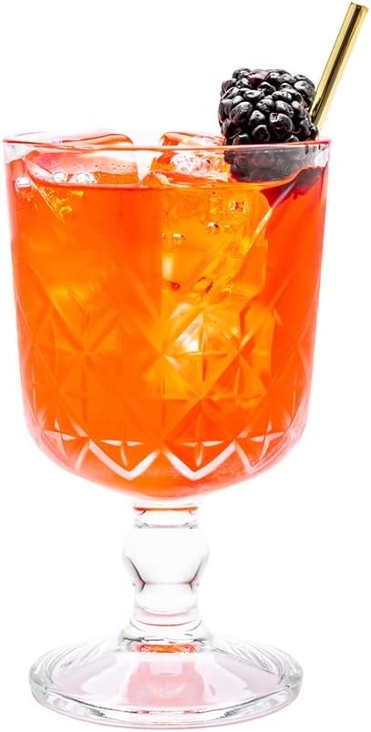 Restaurantware Timeless 11 Ounce Goblet Glasses Set of 6 Etched Cocktail Glasses - Stemmed Dishwasher-Safe Clear Glass Water Goblets Chip-Resistant For Whiskey Or Cocktails