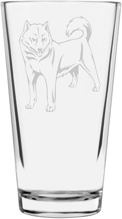 Hokkaido Custom Personalized Dog Themed Etched All Purpose 16oz Pint Glass