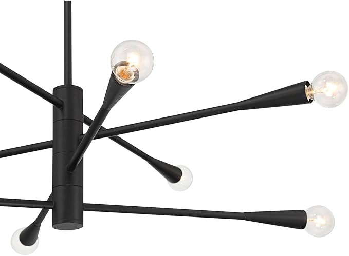 Possini Euro Design Livonia Matte Black Chandelier Lighting 29 1/2" Wide Mid Century Modern Sputnik Metal 8-Light Fixture for Dining Room House Foyer Kitchen Island Entryway Bedroom High Ceilings