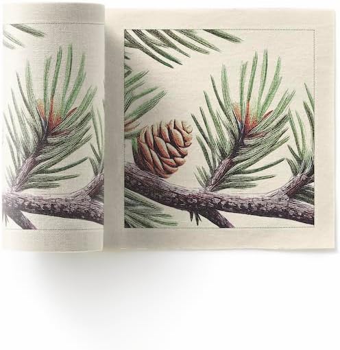 MY DRAP Pine Cone Recycled Cotton Cocktail Napkins – 50 Units | Eco-Friendly Christmas Napkins, Biodegradable & Reusable up to 6 Times | Sustainable Holiday Table Decor