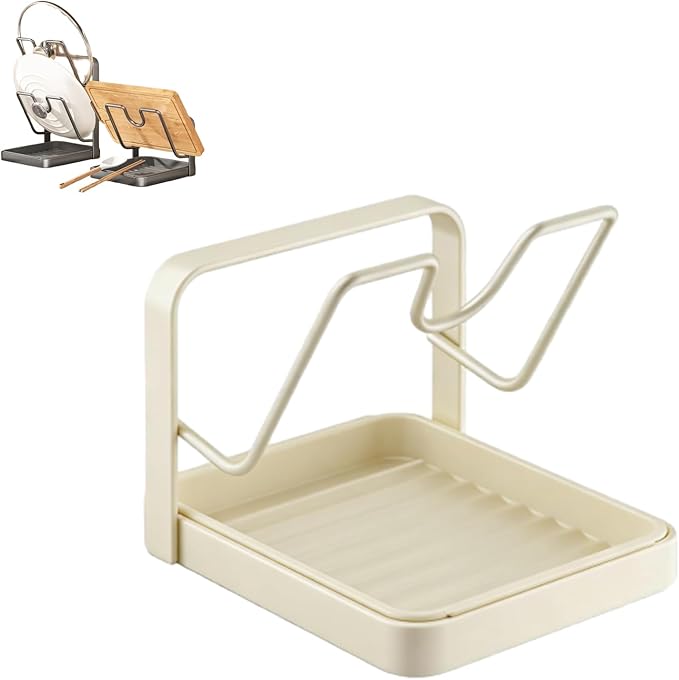 Kitchen Pot Lid Storage Rack, Pot Lid Holder, PotLid Organizer, LidHolder While Cooking, LidOrganizers Inside Cabinet, Potand Pan Organizer, Kitchen PotLid Storage Rack (Beige single-layer)