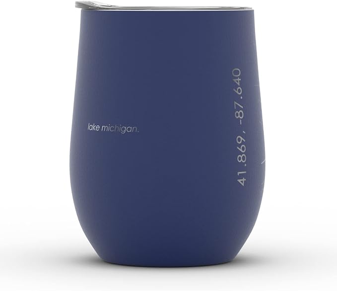 Well Told Engraved Chicago Illinois Map Insulated Wine Tumbler, Etched Stainless Steel Cup (12 oz, Midnight Blue) City Map Insulated Tumbler, Custom Insulated Tumbler, Outdoor Drinkware