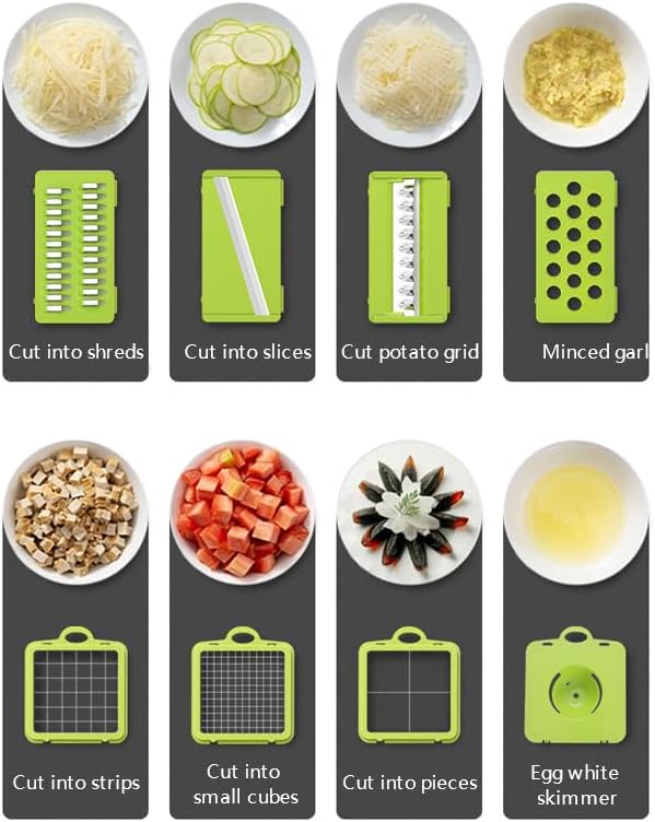“28PCS Ultimate Vegetable Chopper Set – Multifunctional Food Processor with Large Container, Sharp Stainless Steel Blades & Hand Guard for Quick, Safe, Effortless Slicing, Dicing & Grating”