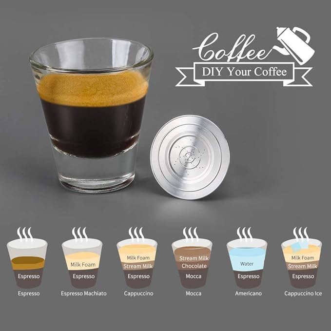2 Pcs Reusable Stainless Steel Coffee Capsules Compatible with L'OR Barista LM8012 / 60, Refillable Coffee Pods Metal L'or Espresso Pods(Big & Small)