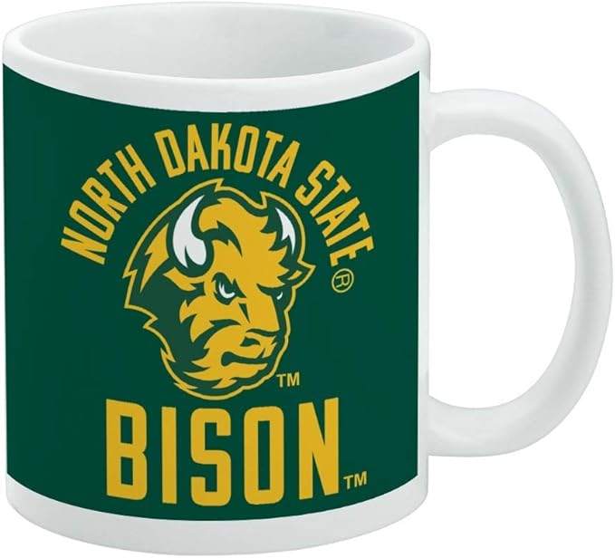 North Dakota State Bison Ceramic Coffee Mug, Novelty Gift Mugs for Coffee, Tea and Hot Drinks, 11oz, White