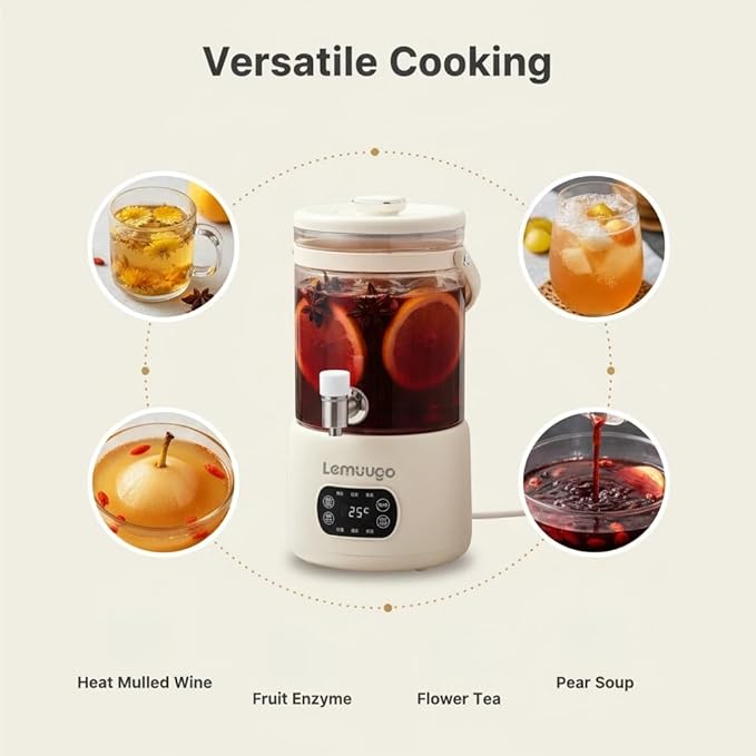 Lemuugo Electric Tea Maker, 3L Multi-Function Kettle for Brewing Tea, Wine, Soup, Fruit Enzyme，Large capacity