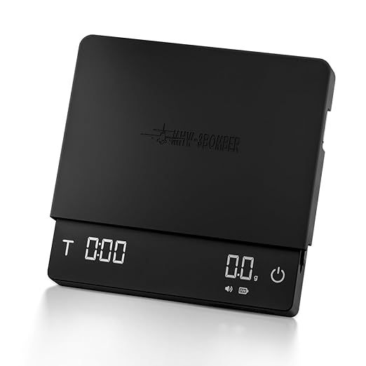 MHW-3BOMBER Large Coffee Scale with Timer, Digital Pour-Over Scale with Flow Rate, 2kg/0.1g Accurate Espresso Scale, 3-Mode, Rechargeable Coffee Bean Weight Scale for Pour Over, Espresso,Black,ES5663