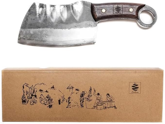 COOLINA Suratu Chopping Cleaver Chef's Knife, Multipurpose Handmade High-Carbon Stainless and Clad Steel, Kitchen, Home Cooking Knives