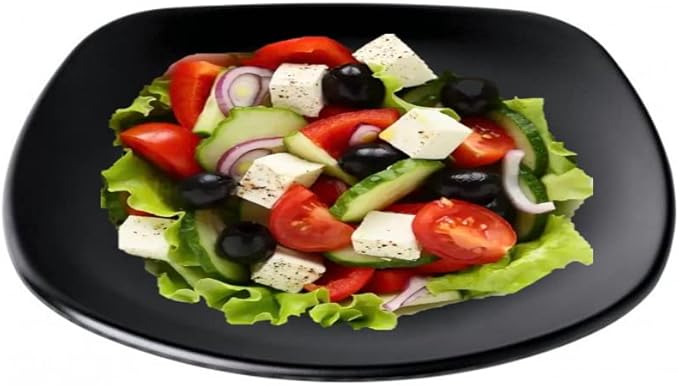 Melamine Square Dinner Plate Set, 8.8", 9.8", 10.8", 11.8", Black, LJP Series (12, 9.8 inch)