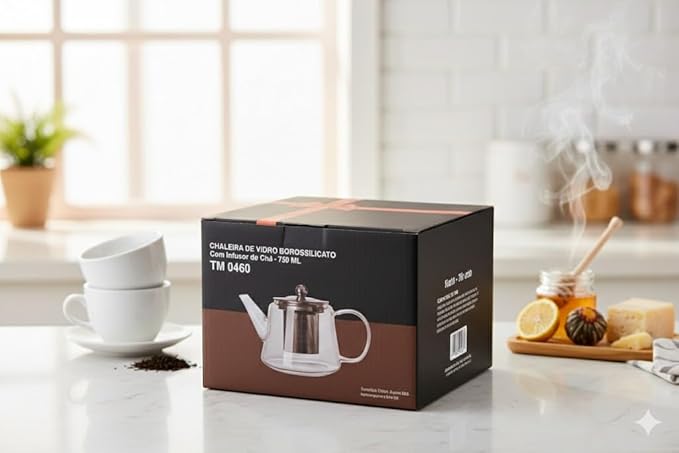 25oz (750ml) Borosilicate Glass Teapot with Removable Stainless Steel Infuser with Gift Box – Heat Resistant Clear Tea Pot for Loose Leaf, Herbal & Blooming Tea – Stovetop, Microwave & Dishwasher Safe