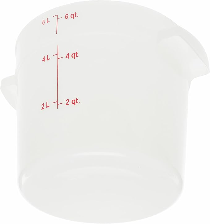 Carlisle FoodService Products Storplus Round Food Storage Container with Stackable Design for Catering, Buffets, Restaurants, Polyethylene (Pe), 6 Quart, White, (Pack of 12)